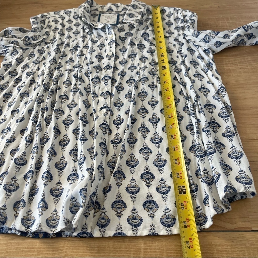 Style & Co Bohemian Pattern Button Up Top Aztec Print Blouse Long Sleeve - Picture 12 of 13
